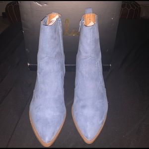 !! NEW !! Faux Suede Ankle Cowboy Boots in Ocean Blue